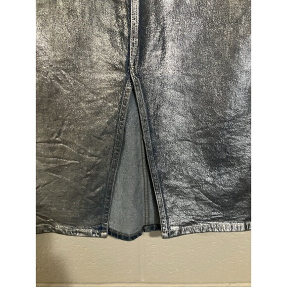 ANA A New Approach Womens Sz 6 Denim Jean Midi Skirt Metallic Effect NWT - Picture 3 of 13